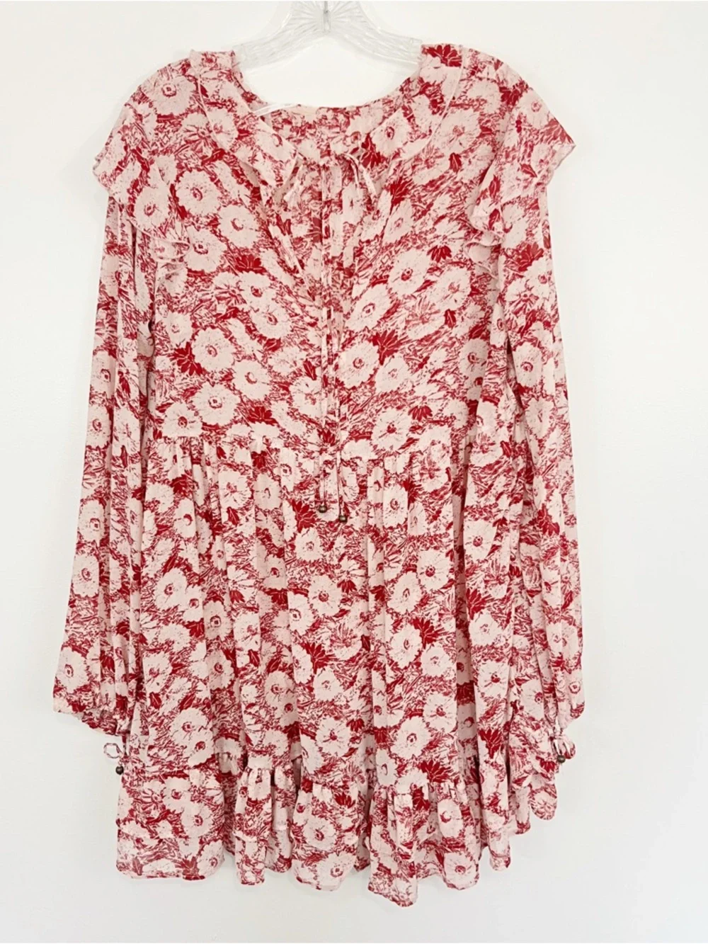 Free People These Dreams Floral Mini Dress in Tea Combo Size Medium
